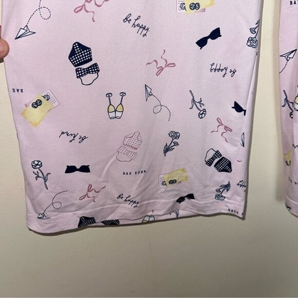 RAE DUNN. S NavyโPink Racer Back Tank Crop Wide Pants VACAY MODE. PJ Set - Picture 13 of 13